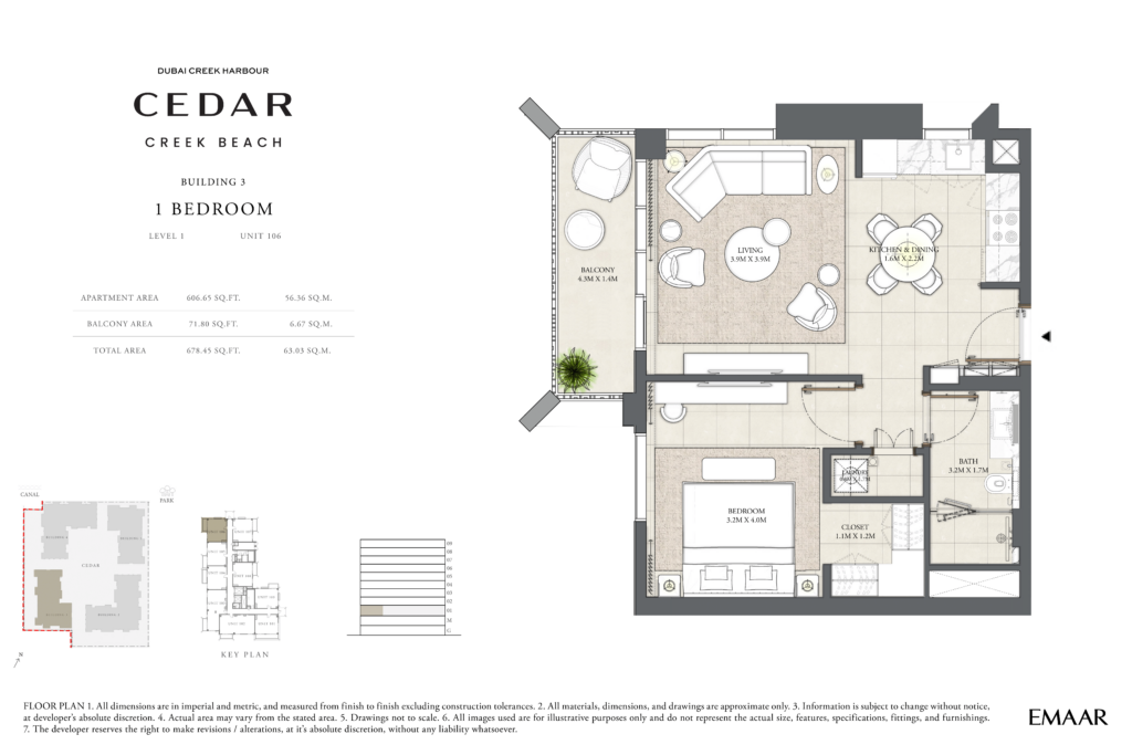 Emaar Cedar Building 3 - 1 BHK