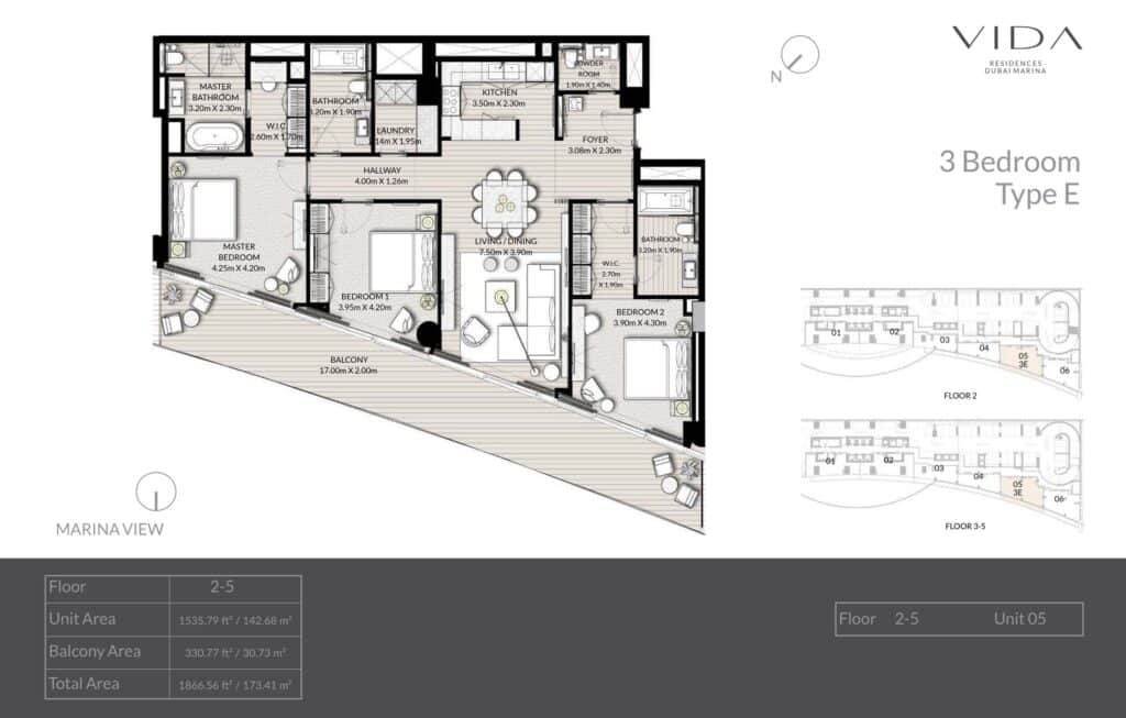 Emaar vida residences dubai marina 3bd type 5