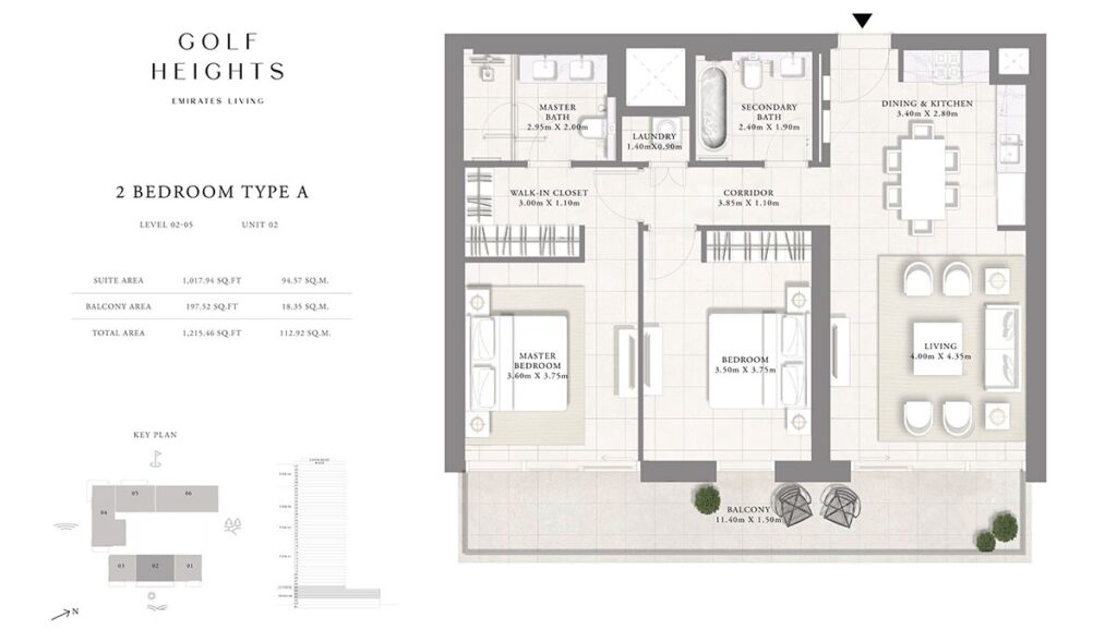 Emaar Golf Heights 2 Bedroom Type A