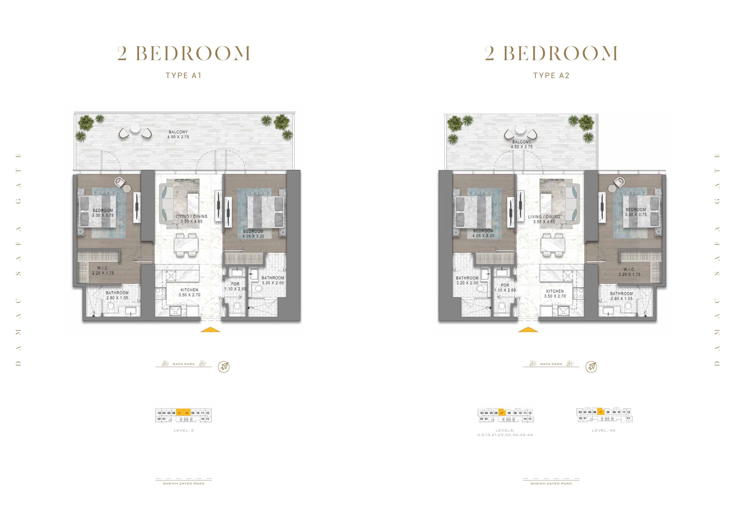 dAMAC safa gate 2bd type a1 and a2