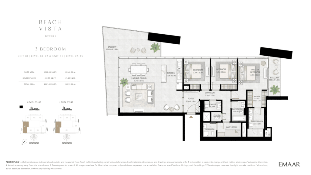 Beach Vista Tower 1 3Bhk Unit 7&6