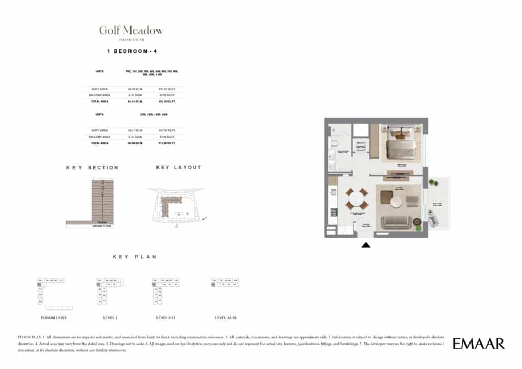 emaar golf meadow 1bd type 4