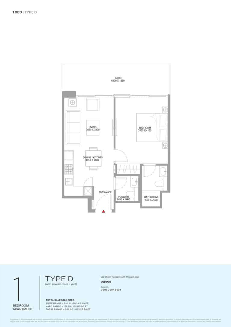 sobha starling beach residence 1bd type a variant 1 1bd type c 1bd type d