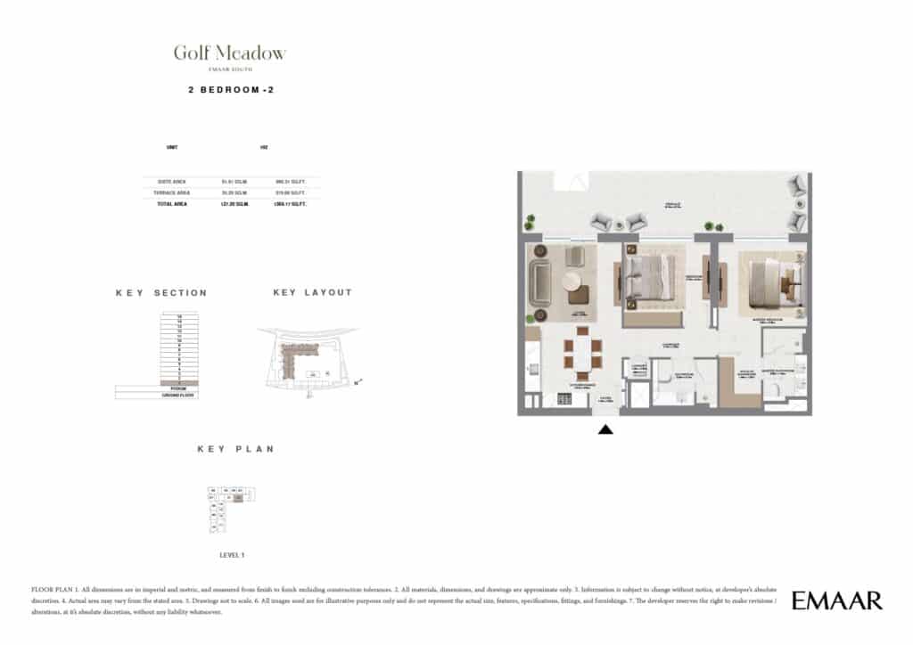 emaar golf meadow 2bd type 2