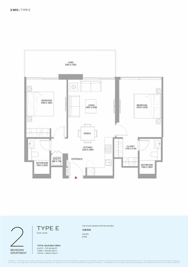 sobha starling beach residence 2bd type b 2bd type e