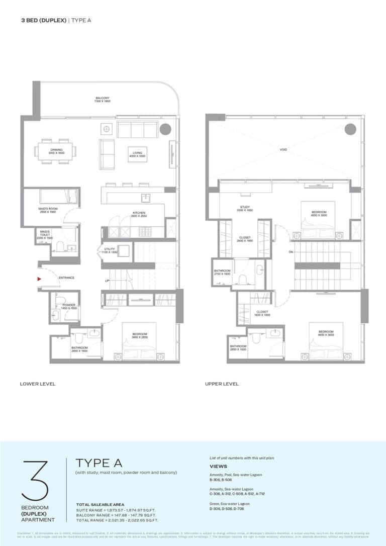 sobha starling beach residence 3bd duplex type a