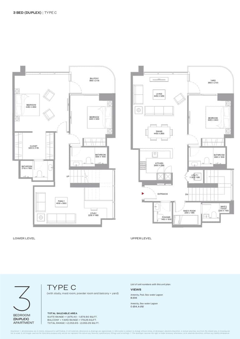 sobha starling beach residence 3bd duplex type c