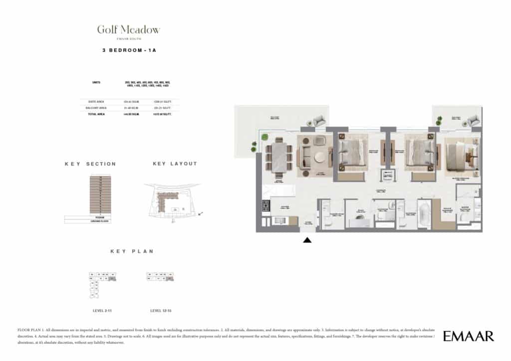 emaar golf meadow 3bd type 1A