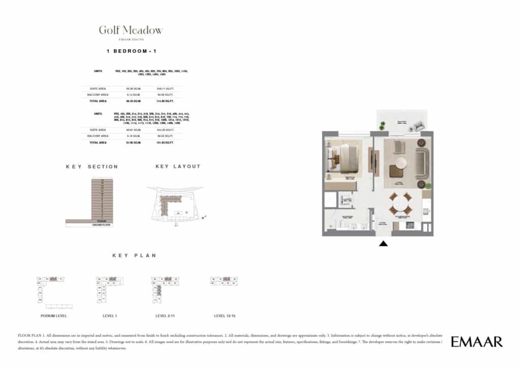 emaar golf meadow 1bd type 1
