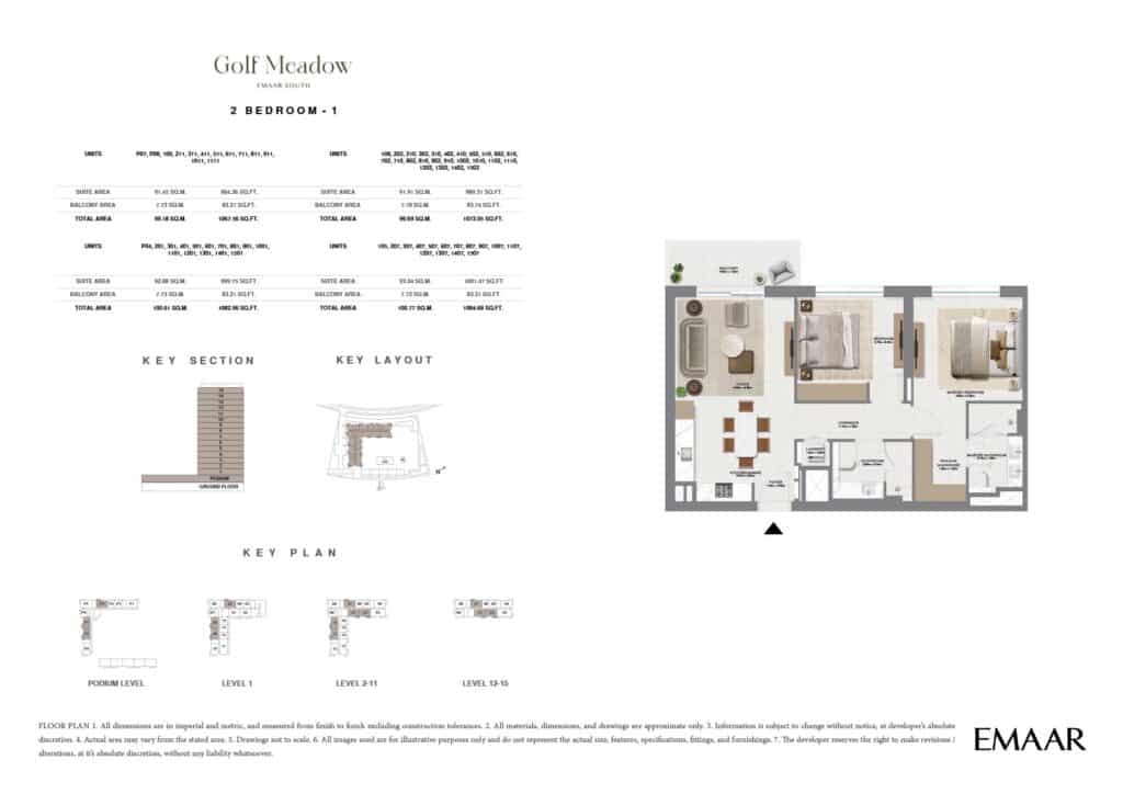 emaar golf meadow 2bd type 1
