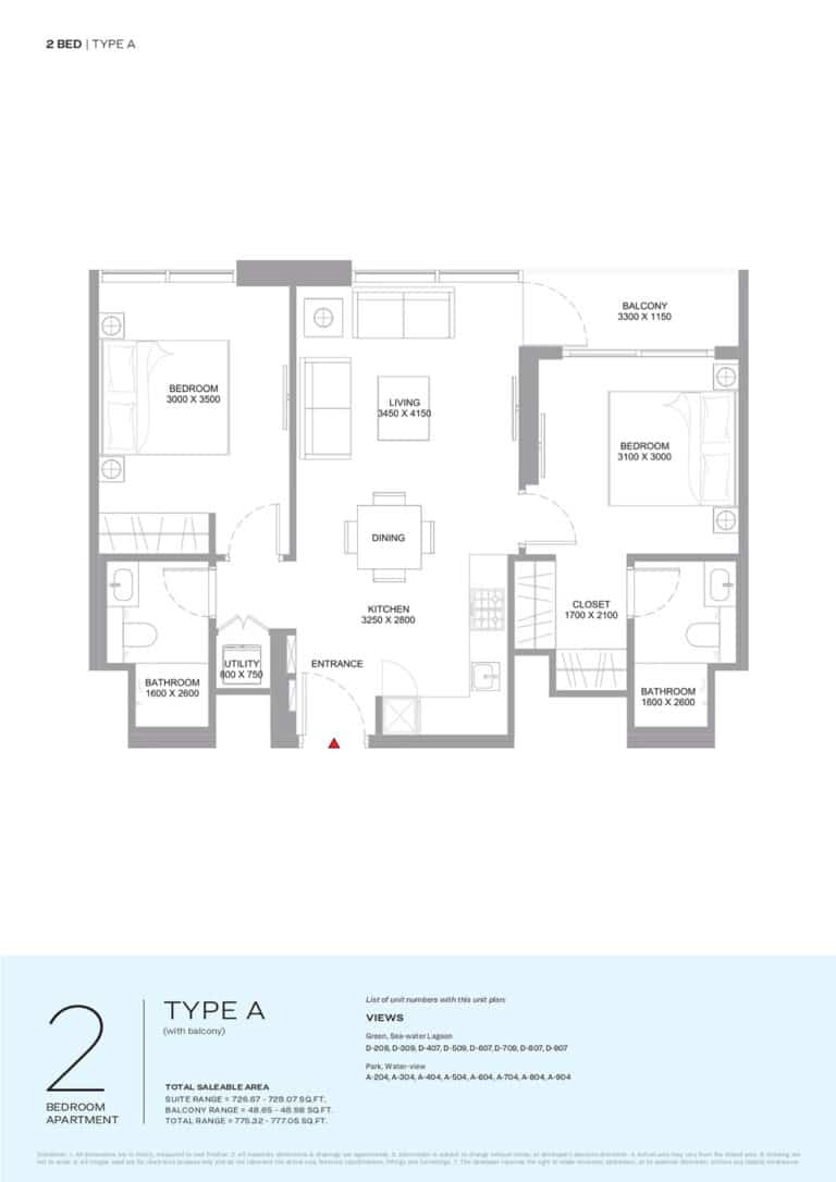 sobha starling beach residence 2bd type a