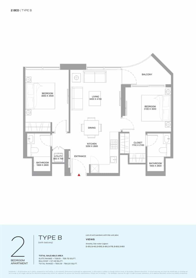 sobha starling beach residence 2bd type b