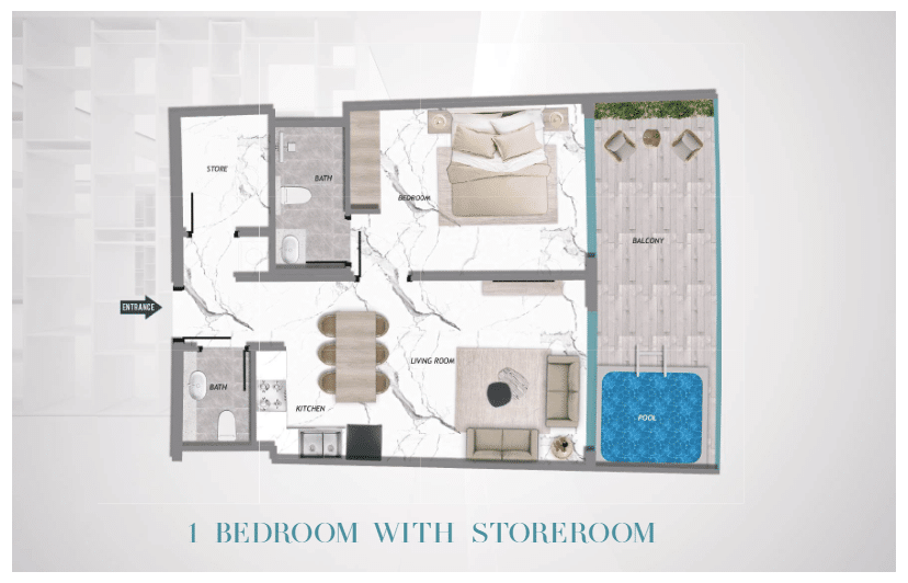 samana barari heights 1 bd with store room