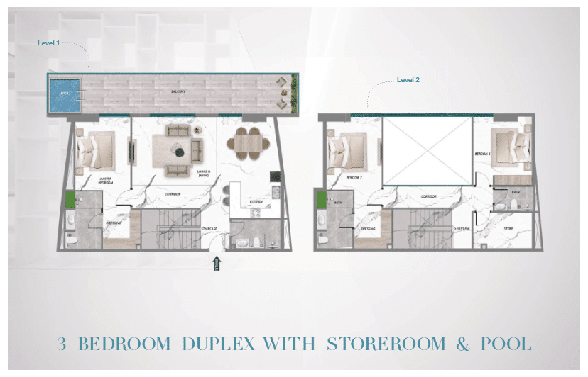 samana barari heights 3bd duplex with store and pool