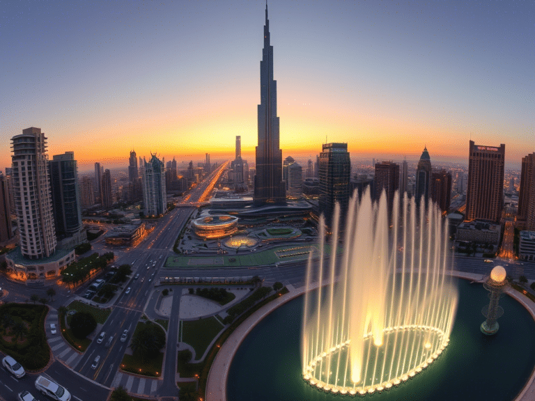 night view of dubai downtown