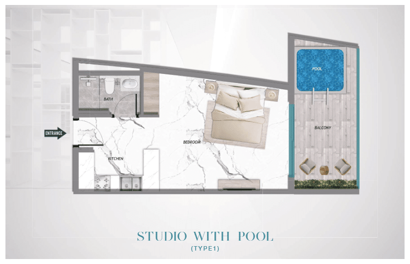 samana barari heights studio with pool type 1