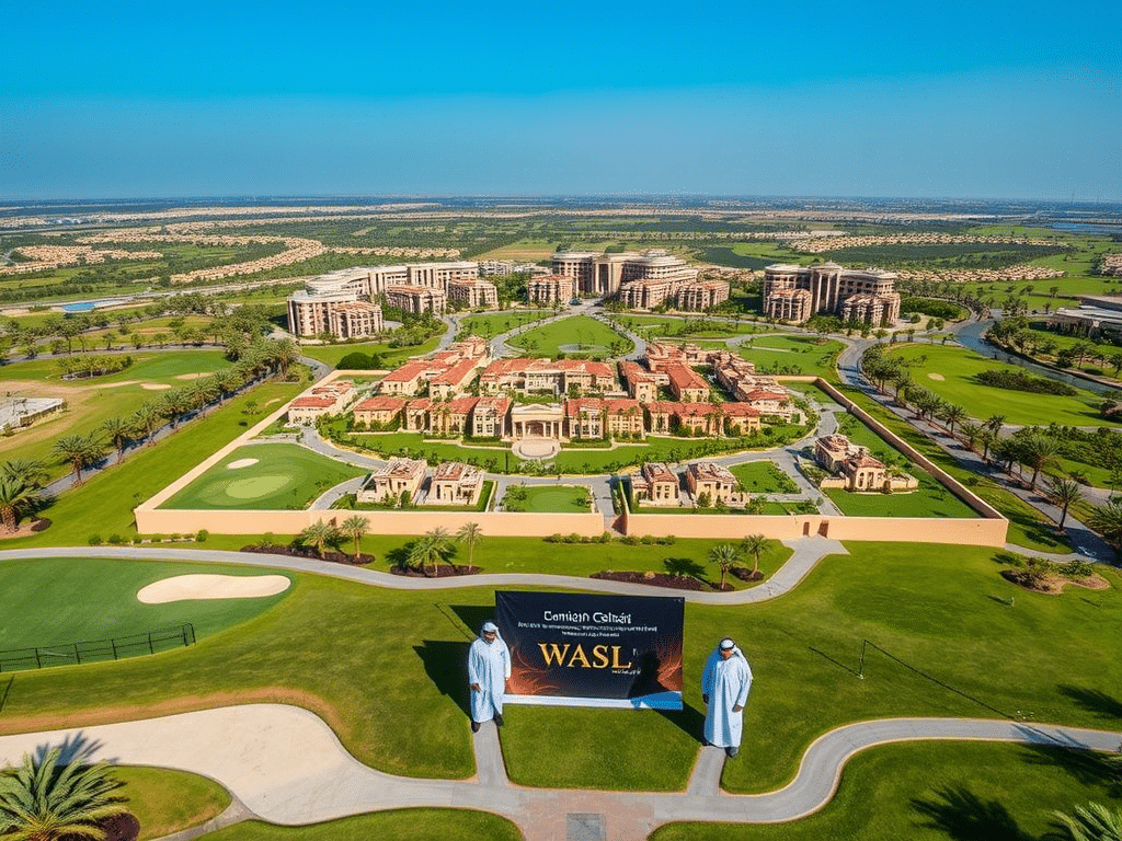 Scenic view of the Jumeirah Golf Course, surrounded by luxury homes in Dubai's prime real estate hub.