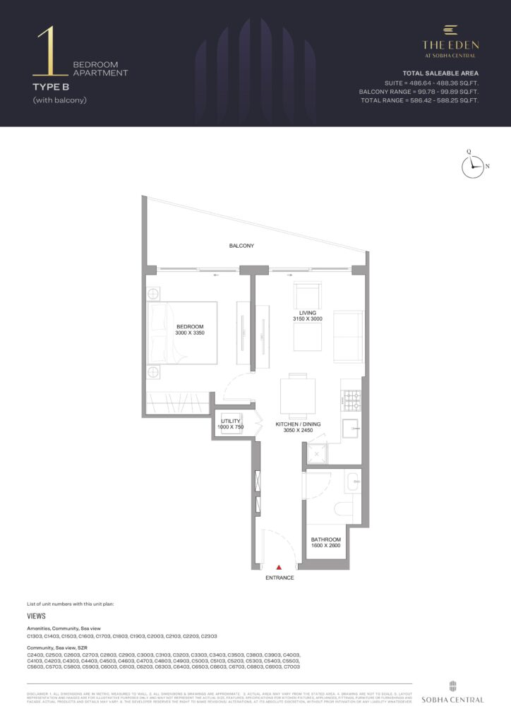 SOBHA CENTRAL eden 1bd type b