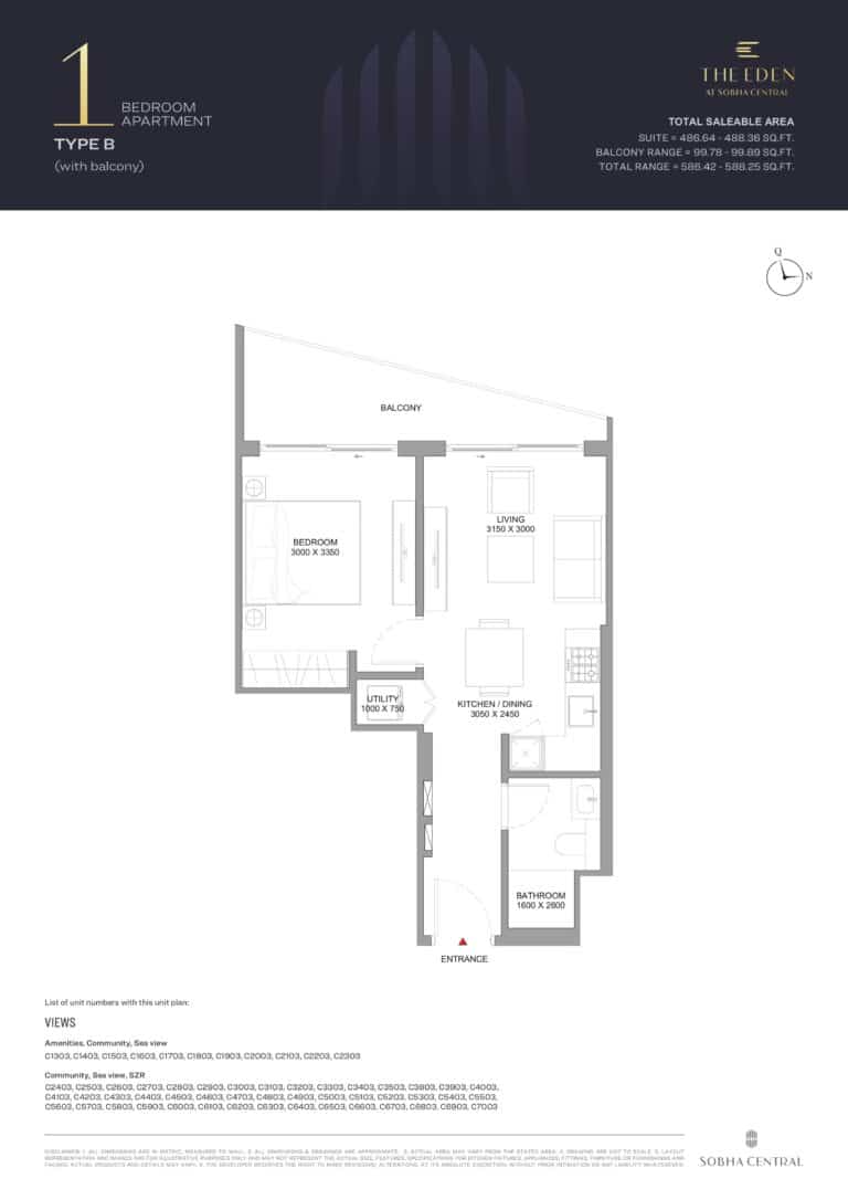 SOBHA CENTRAL eden 1bd type b