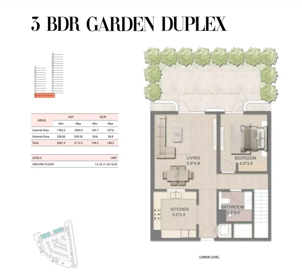 3 BDR garden Duplex type 1