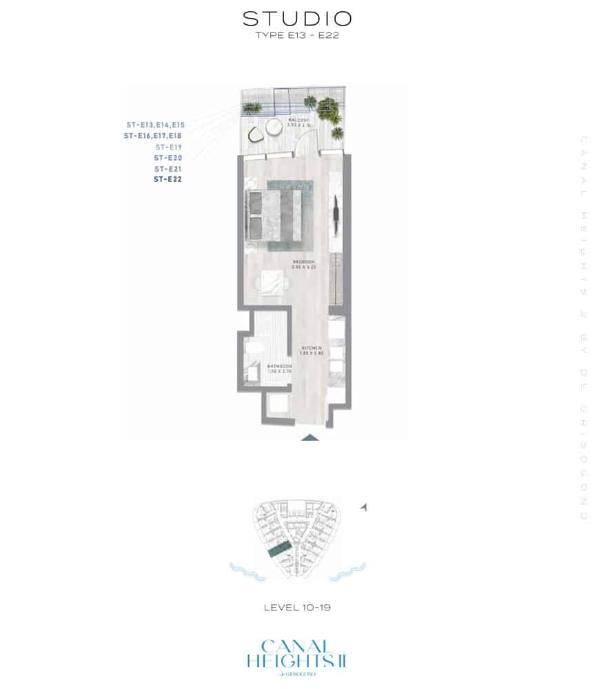 Damac canala heights 2 studio e13 -e22