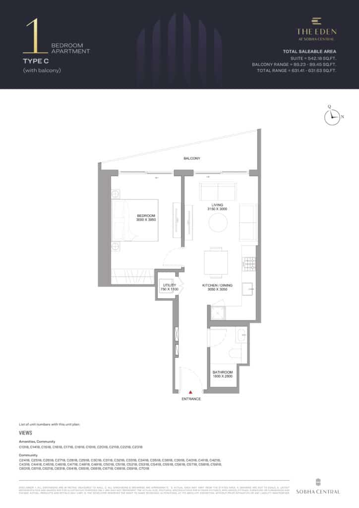 Sobha central 1 bd type c