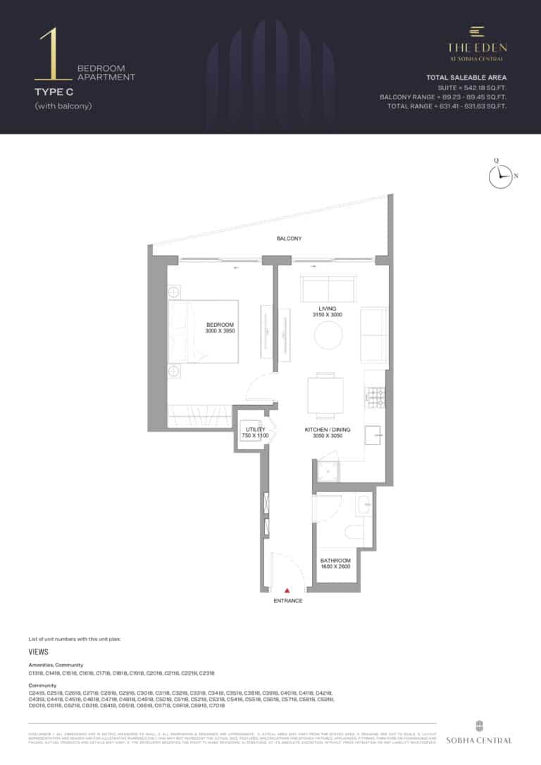 Sobha central 1 bd type c