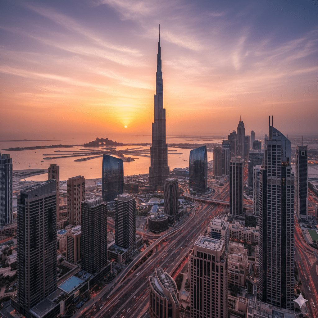 dubai sunset sky view