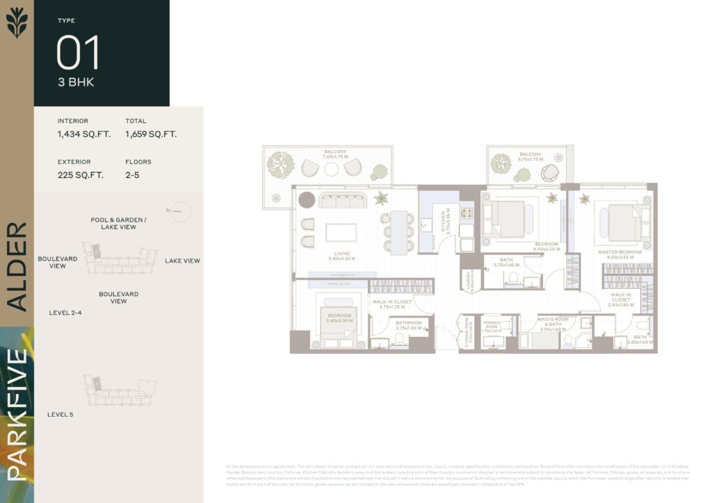 DEYAAR Alder 3 BHK TYPE 01