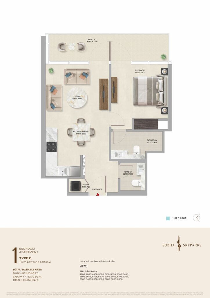 Sobha SkyParks 1BHK Type C