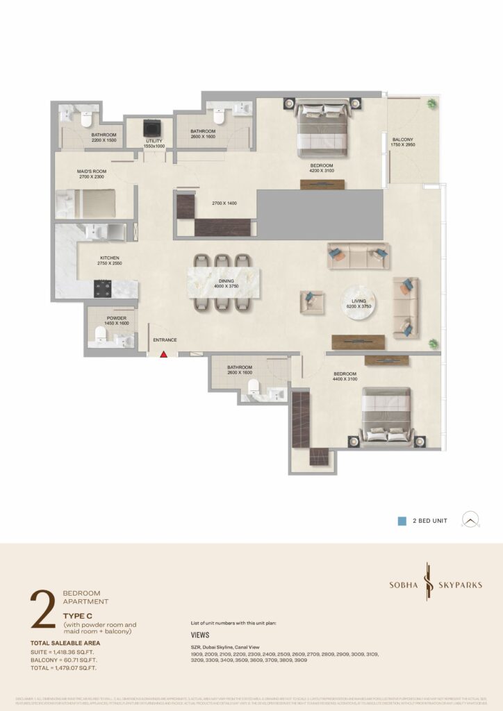 Sobha SkyParks 2BHK Type C