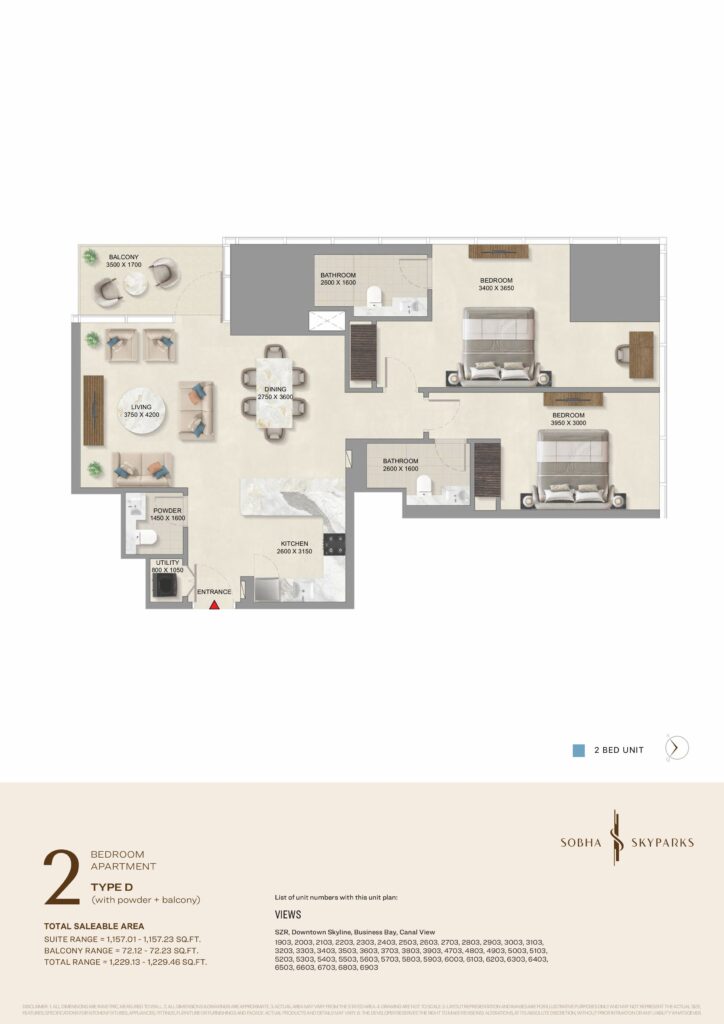 Sobha SkyParks 2BHK Type D