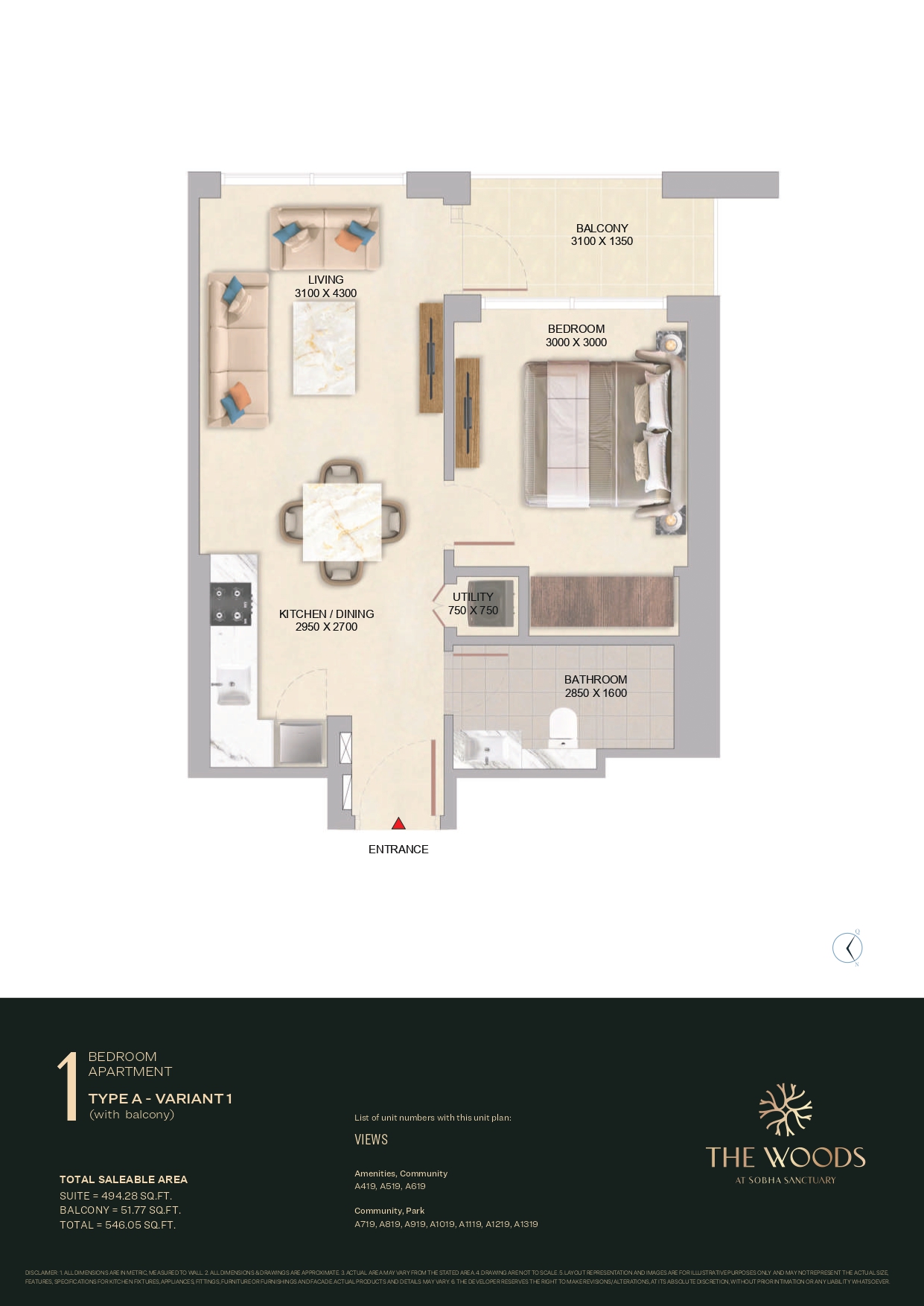 1 Bedroom Apartment Variant 1