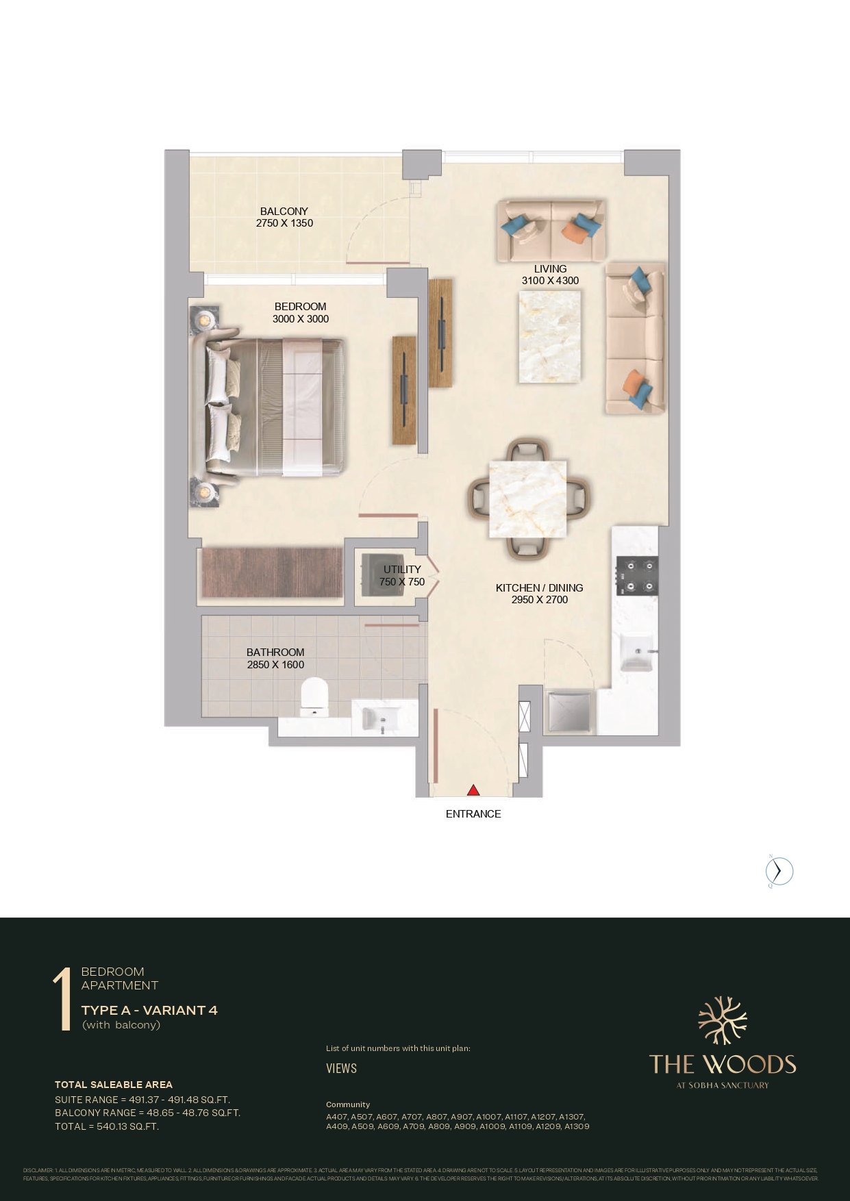1 Bedroom Apartment Variant 4