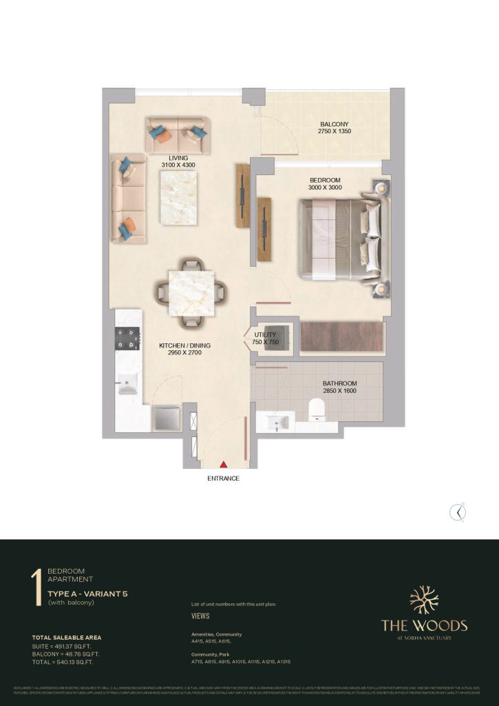 1 Bedroom Apartment Variant 5
