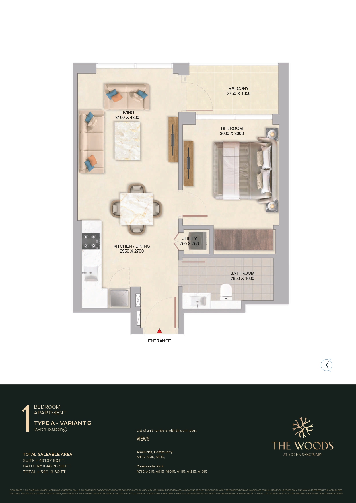 1 Bedroom Apartment Variant 5