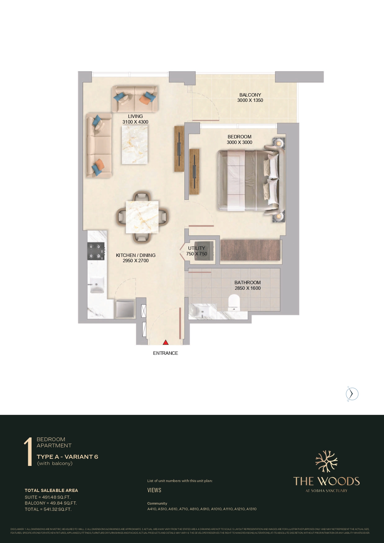 1 Bedroom Apartment Variant 6