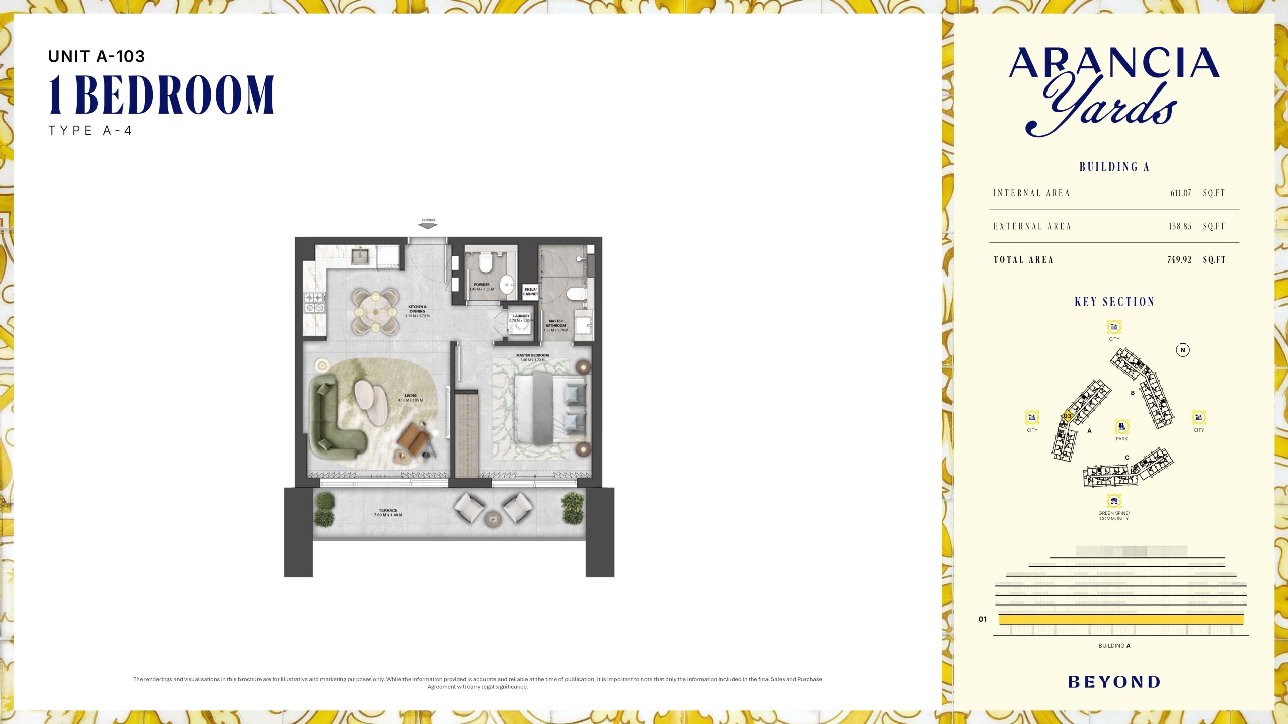 Arancia Yards by Beyond, City of Arabia Dubai — ARANCIA - THE YARDS Unit A-103 1BHK Type A-4