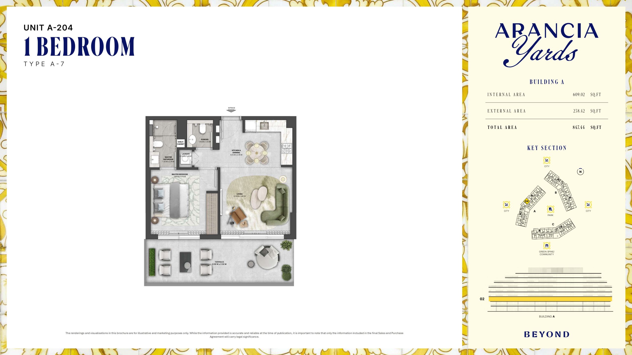 Arancia Yards by Beyond, City of Arabia Dubai — ARANCIA - THE YARDS Unit A-204 1BHK Type A-7