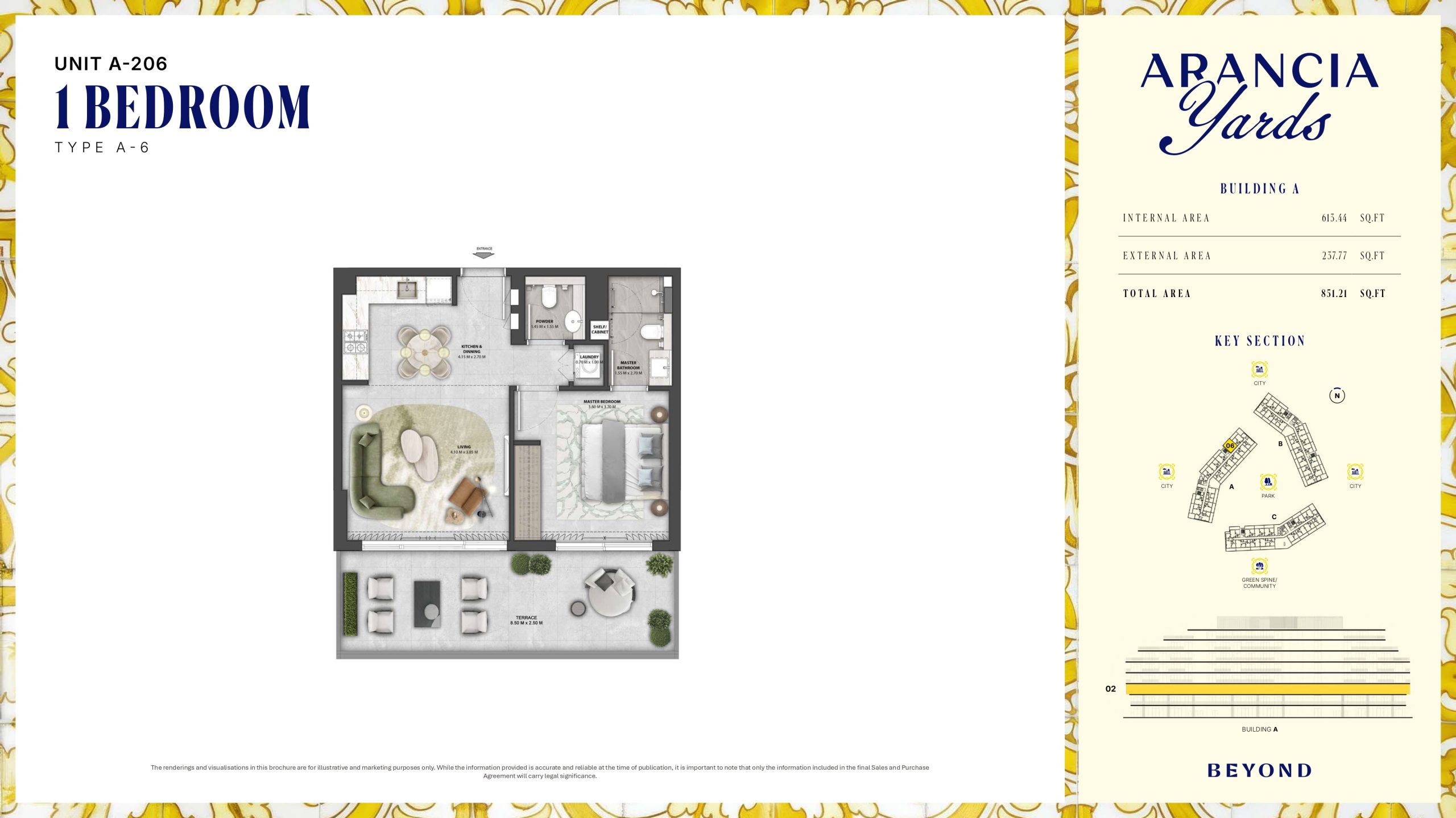 Arancia Yards by Beyond, City of Arabia Dubai — ARANCIA - THE YARDS Unit A-206 1BHK Type A-6