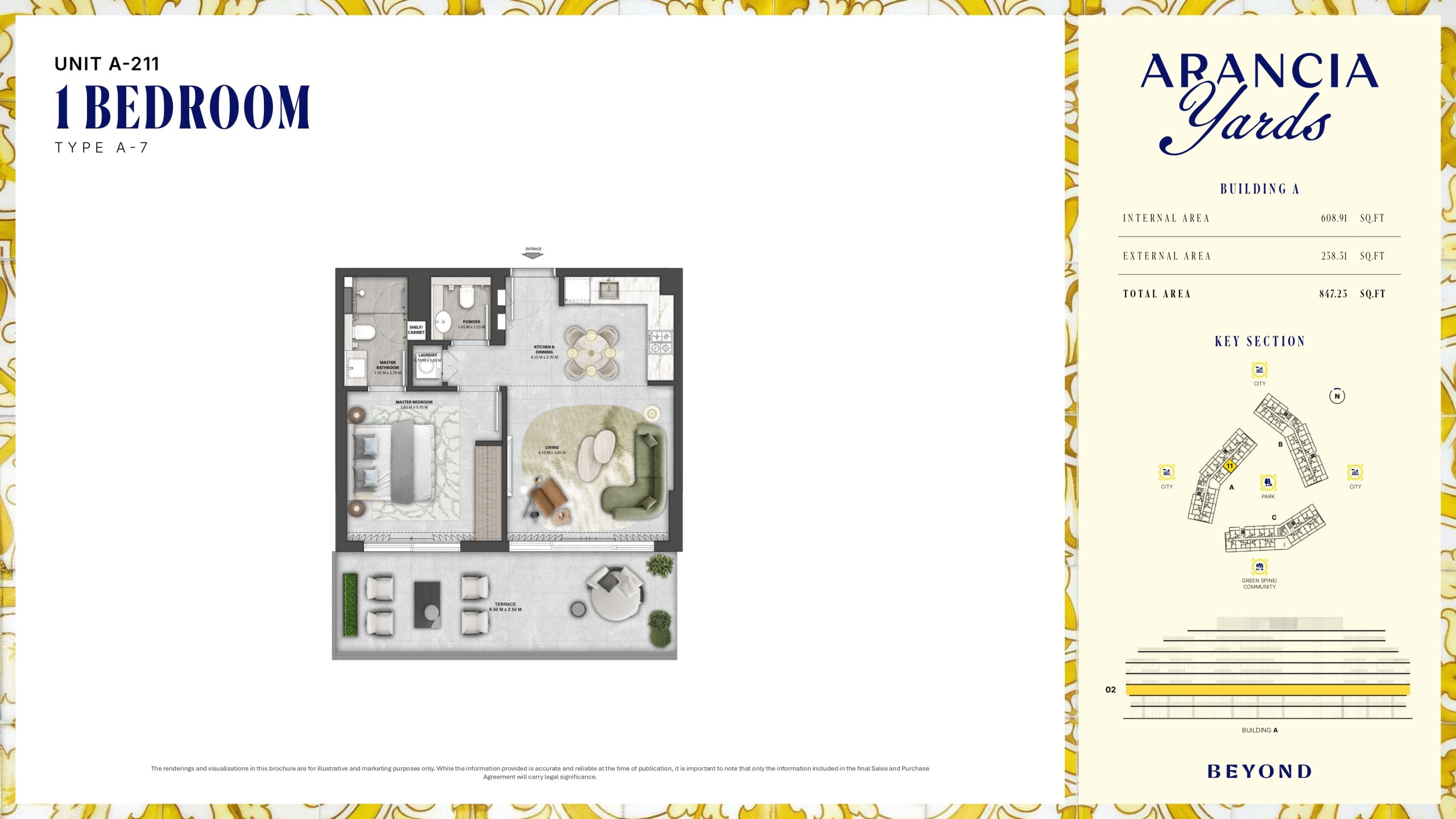 Arancia Yards by Beyond, City of Arabia Dubai — ARANCIA - THE YARDS Unit A-211 1BHK Type A-7