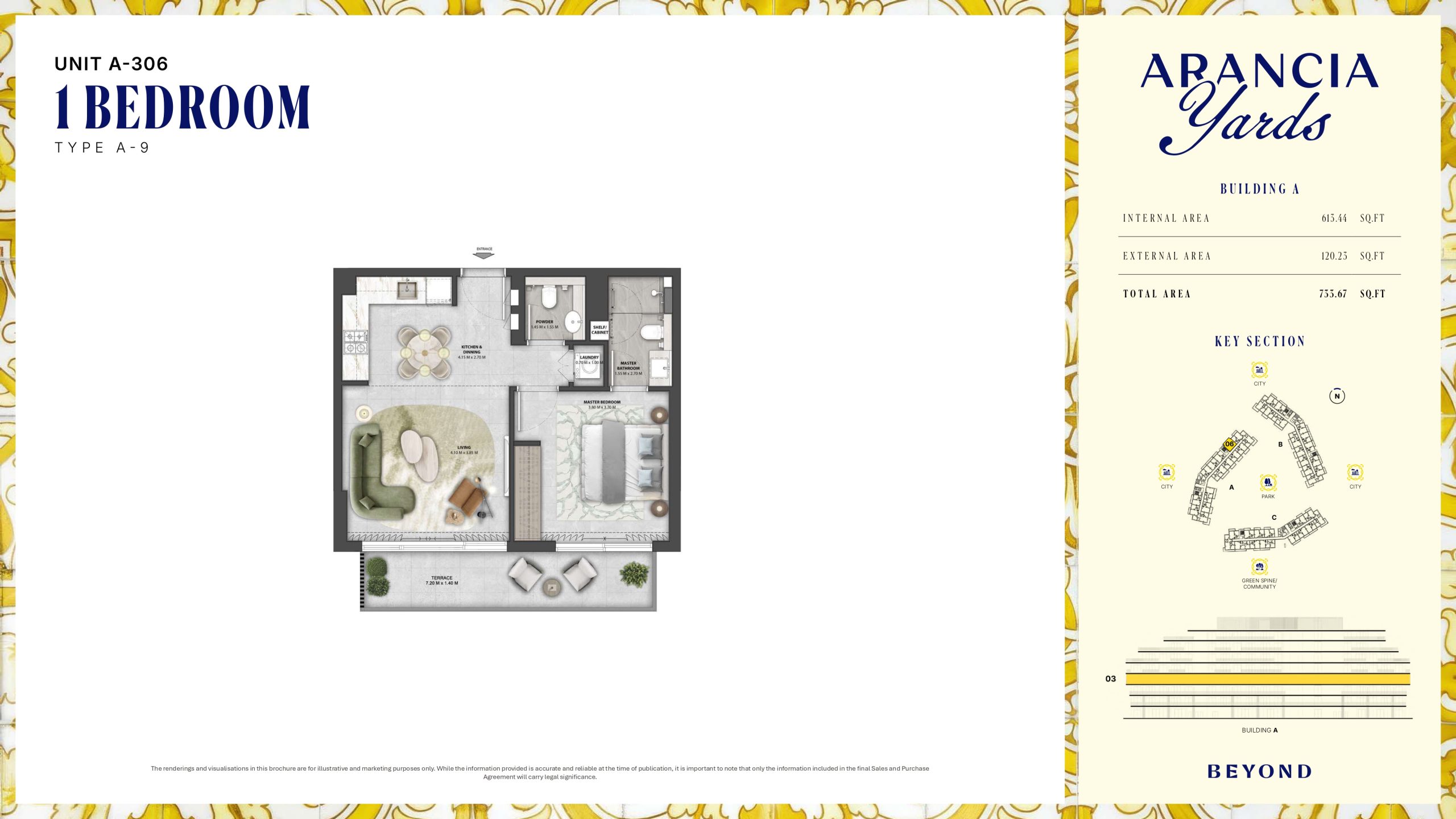 Arancia Yards by Beyond, City of Arabia Dubai — ARANCIA - THE YARDS Unit A-306 1BHK Type A-9