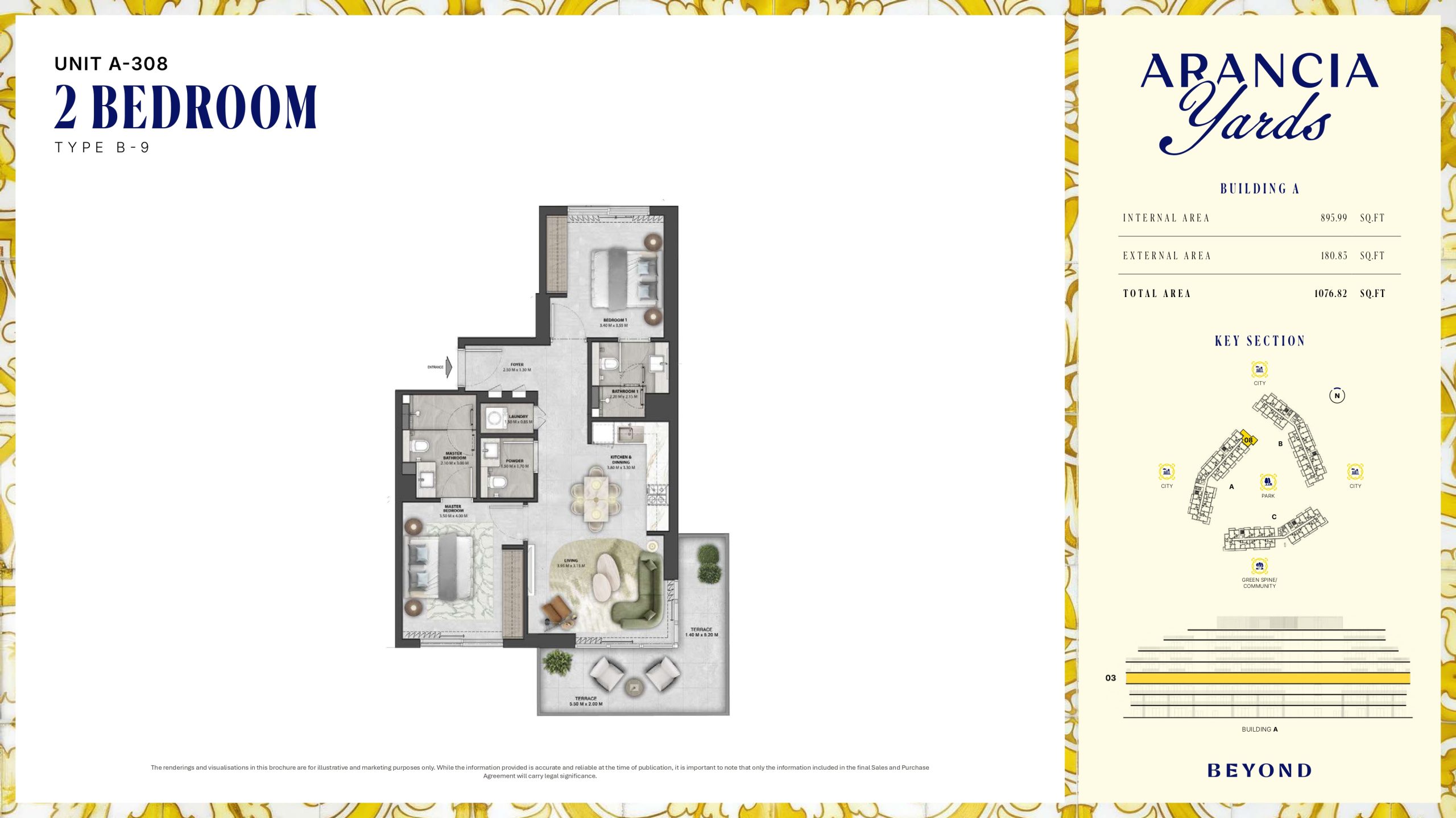 Arancia Yards by Beyond, City of Arabia Dubai — ARANCIA - THE YARDS Unit A-308 2BHK Type B-9