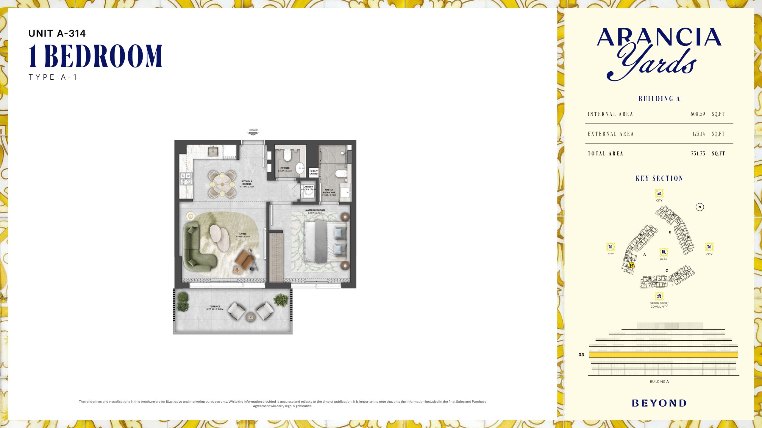 Arancia Yards by Beyond, City of Arabia Dubai — ARANCIA - THE YARDS Unit A-314 1BHK Type A-1
