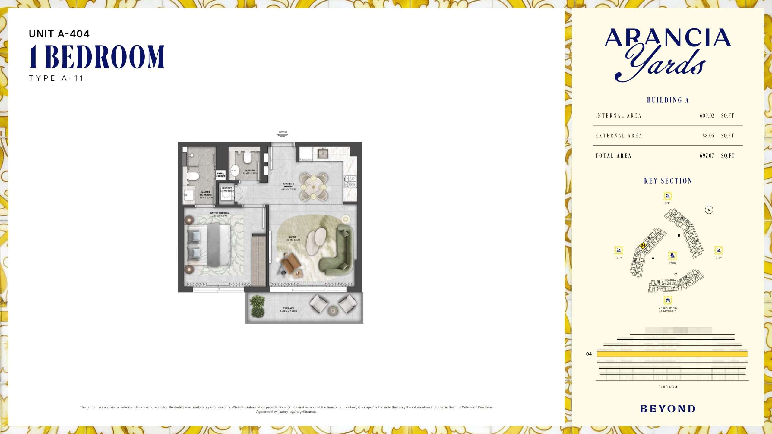 Arancia Yards by Beyond, City of Arabia Dubai — ARANCIA - THE YARDS Unit A-404 1BHK Type A-11