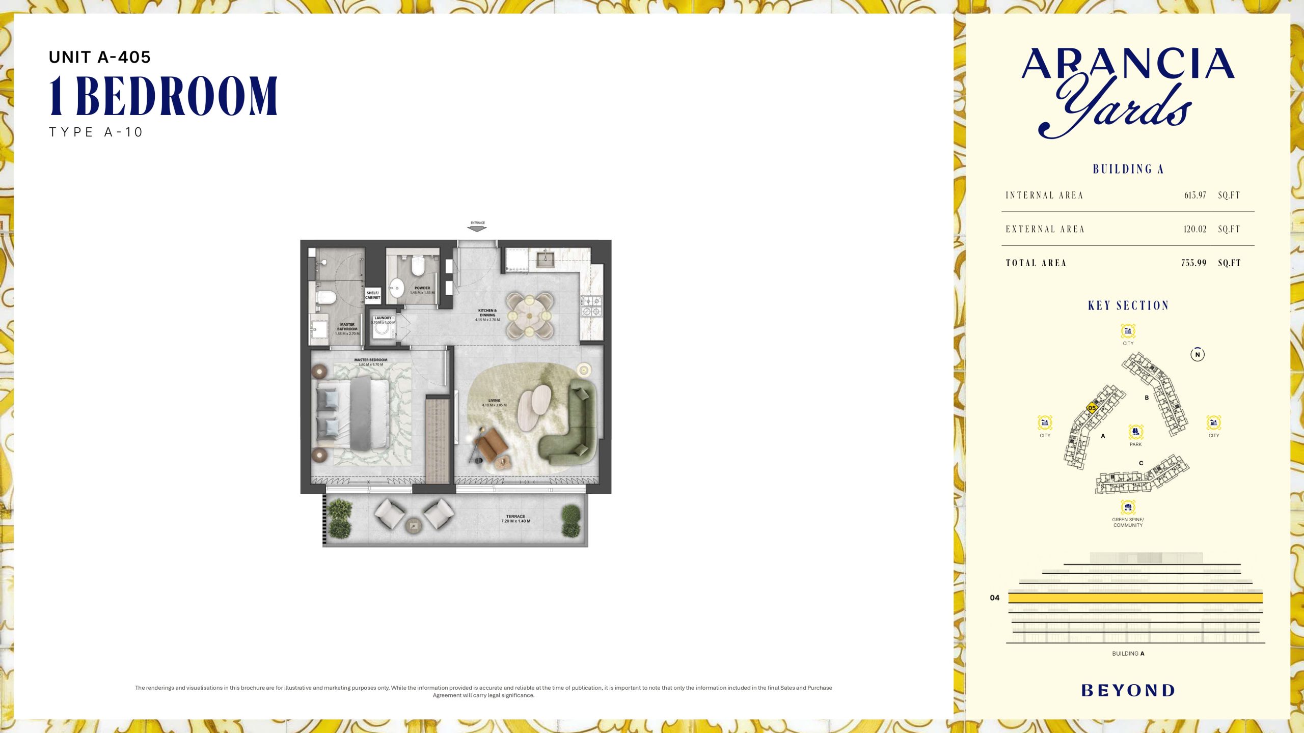Arancia Yards by Beyond, City of Arabia Dubai — ARANCIA - THE YARDS Unit A-405 1BHK Type A-10