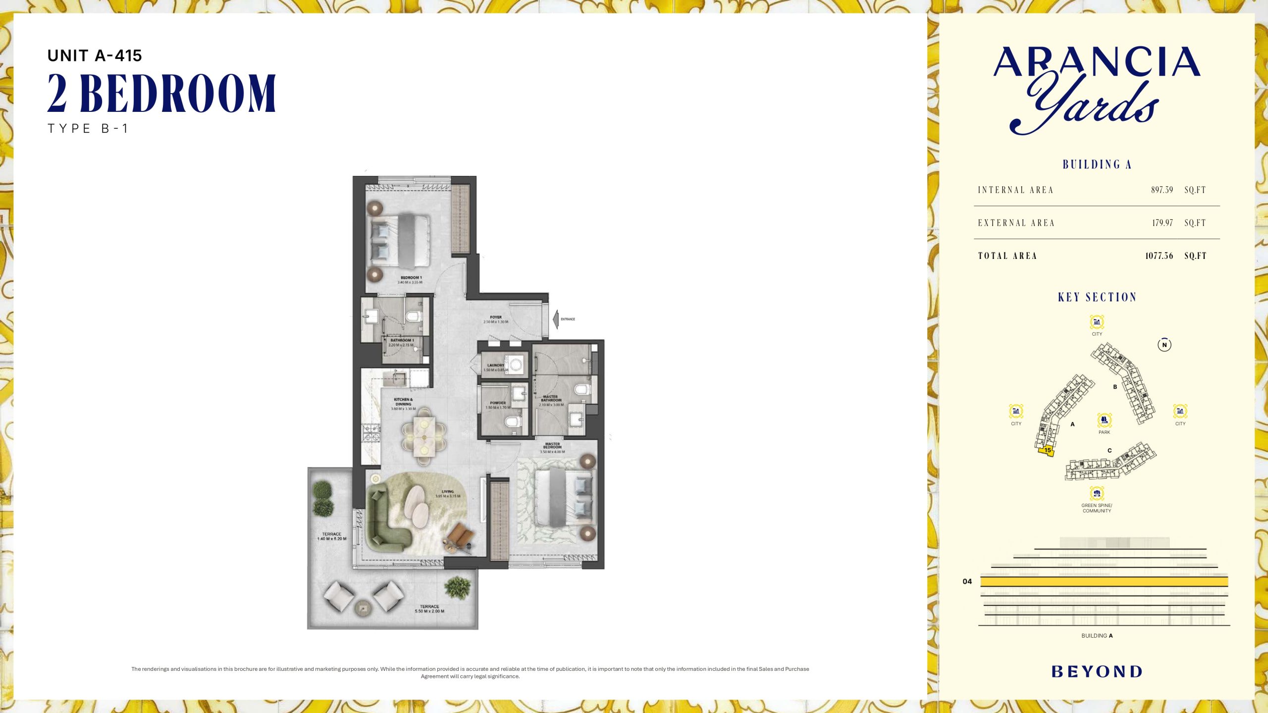 Arancia Yards by Beyond, City of Arabia Dubai — ARANCIA - THE YARDS Unit A-415 2BHK Type B-1