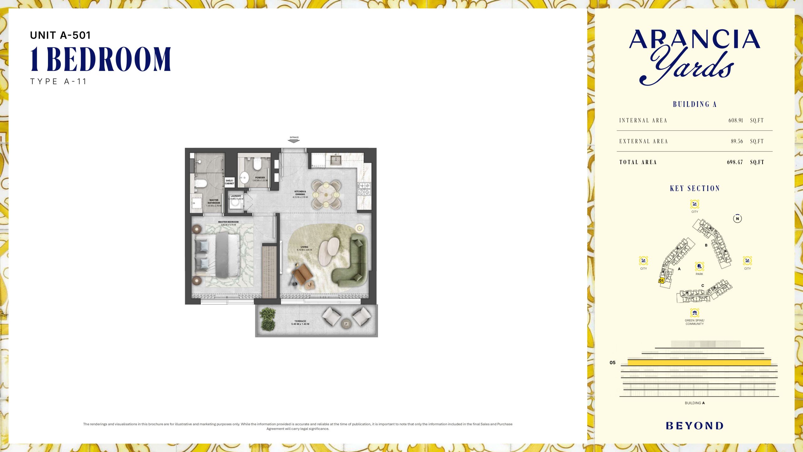 Arancia Yards by Beyond, City of Arabia Dubai — ARANCIA - THE YARDS Unit A-501 1BHK Type A-11