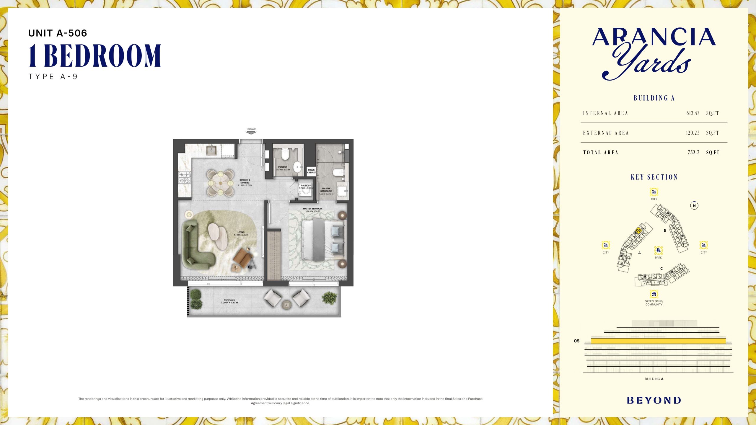 Arancia Yards by Beyond, City of Arabia Dubai — ARANCIA - THE YARDS Unit A-506 1BHK Type A-9
