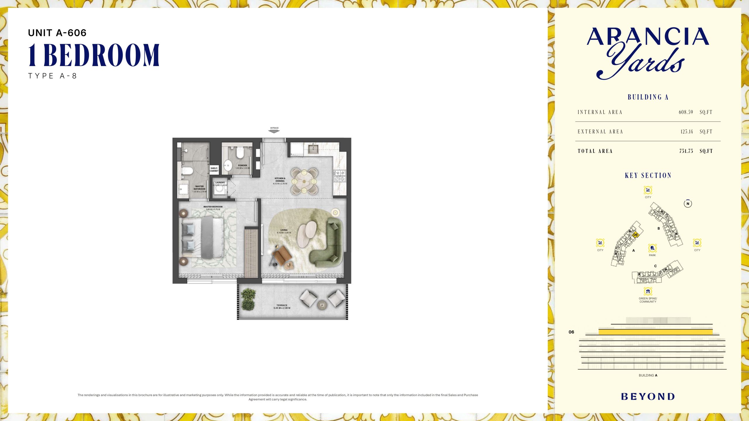 Arancia Yards by Beyond, City of Arabia Dubai — ARANCIA - THE YARDS Unit A-606 1BHK Type A-8